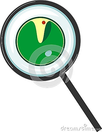 Chlorella single-celled green algae under magnifying glass Vector Illustration